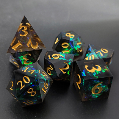 Dua Warna Custom DND RPG Dice Set D6 D20 7 Mold Polyhedron Set