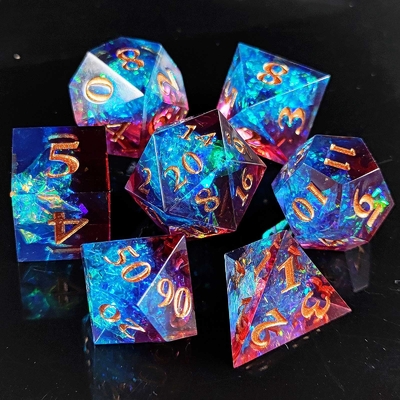 Multi Color Custom Resin Dice DND#RPG Merah Dan Biru Tekstur halus