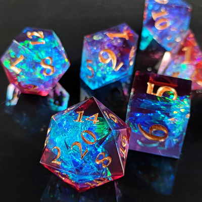 Multi Color Custom Resin Dice DND#RPG Merah Dan Biru Tekstur halus
