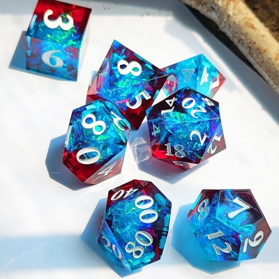 Multi Color Custom Resin Dice DND#RPG Merah Dan Biru Tekstur halus