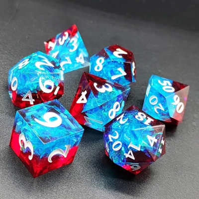 Multi Color Custom Resin Dice DND#RPG Merah Dan Biru Tekstur halus