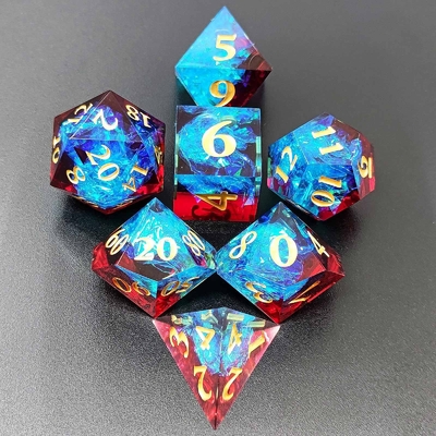 Multi Color Custom Resin Dice DND#RPG Merah Dan Biru Tekstur halus