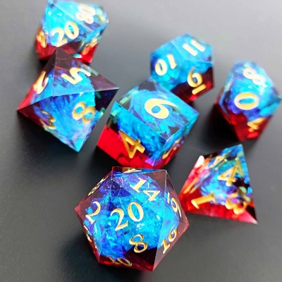 Multi Color Custom Resin Dice DND#RPG Merah Dan Biru Tekstur halus