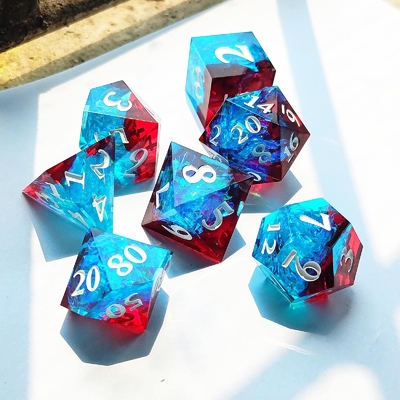 Multi Color Custom Resin Dice DND#RPG Merah Dan Biru Tekstur halus