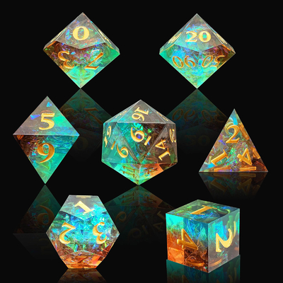 Custom Sharp Resin Dice Set Multi Color Dragon And Dungeon DND#RPG