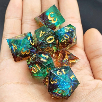 Custom Sharp Resin Dice Set Multi Color Dragon And Dungeon DND#RPG