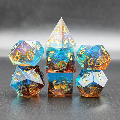 Custom Sharp Resin Dice Set Multi Color Dragon And Dungeon DND#RPG