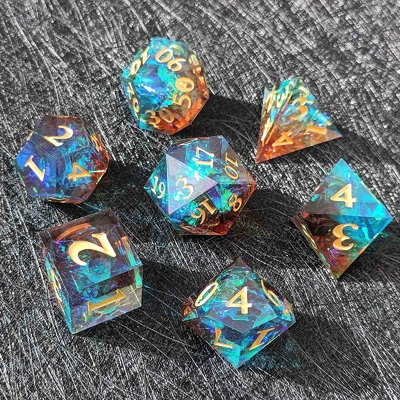 Custom Sharp Resin Dice Set Multi Color Dragon And Dungeon DND#RPG
