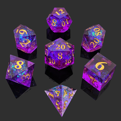 Bilah Resin Ungu 7PCS DND Naga Dan Dungeon Polyhedron tajam Edge