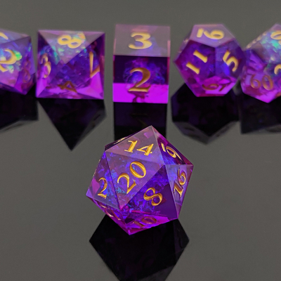 Bilah Resin Ungu 7PCS DND Naga Dan Dungeon Polyhedron tajam Edge