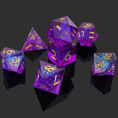 Bilah Resin Ungu 7PCS DND Naga Dan Dungeon Polyhedron tajam Edge