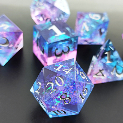 Bilah Resin Ungu 7PCS DND Naga Dan Dungeon Polyhedron tajam Edge