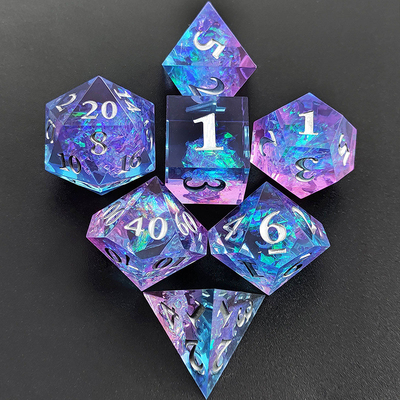 Bilah Resin Ungu 7PCS DND Naga Dan Dungeon Polyhedron tajam Edge