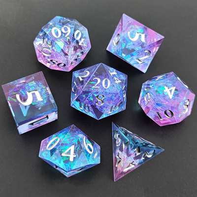 Bilah Resin Ungu 7PCS DND Naga Dan Dungeon Polyhedron tajam Edge