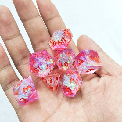 Bilah Resin Ungu 7PCS DND Naga Dan Dungeon Polyhedron tajam Edge