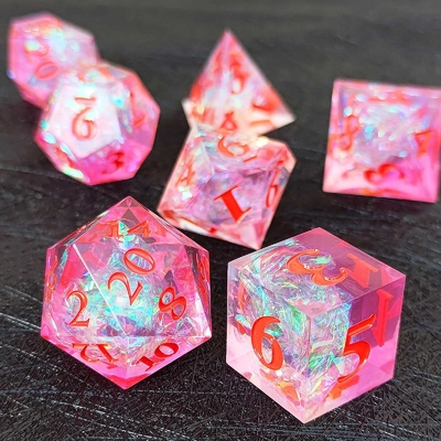 Bilah Resin Ungu 7PCS DND Naga Dan Dungeon Polyhedron tajam Edge