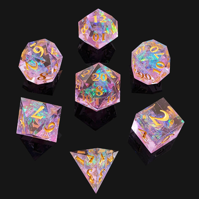 Bilah Resin Ungu 7PCS DND Naga Dan Dungeon Polyhedron tajam Edge