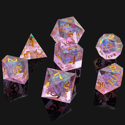 Bilah Resin Ungu 7PCS DND Naga Dan Dungeon Polyhedron tajam Edge
