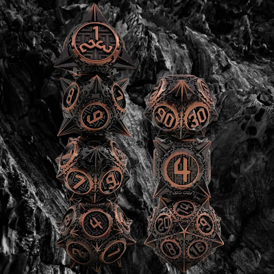 Retro Tembaga Meteor Hammer Metal Dice Naga Dan Dungeon DND RPG D20