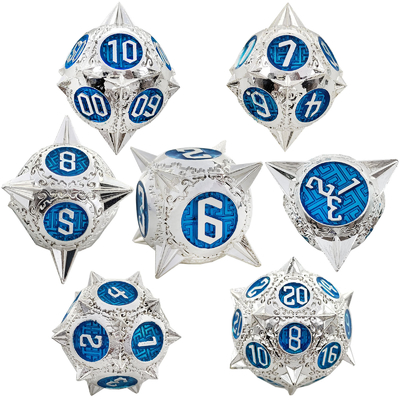 Ketahanan Polyhedron Metal RPG Dice Set Naga Dan Dungeon 16mm Sparkle