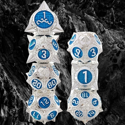 Ketahanan Polyhedron Metal RPG Dice Set Naga Dan Dungeon 16mm Sparkle