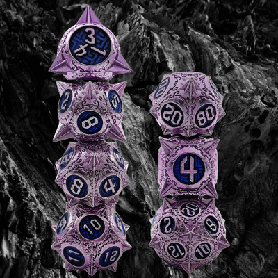 Ketahanan Polyhedron Metal RPG Dice Set Naga Dan Dungeon 16mm Sparkle