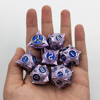 Ketahanan Polyhedron Metal RPG Dice Set Naga Dan Dungeon 16mm Sparkle