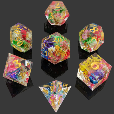 Tahan Aus Resin Dadu DND Tangan Menuangkan Tepi Tajam Polihedral