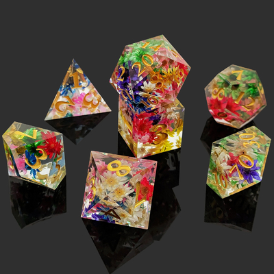 Tahan Aus Resin Dadu DND Tangan Menuangkan Tepi Tajam Polihedral