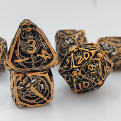 Skull Metal Hollow Dice Set DND Dungeons And Dragons RPG Polyhedral Hollow Digital