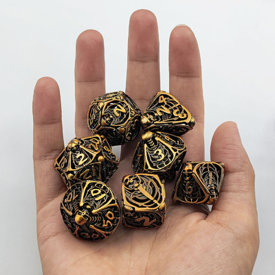 Skull Metal Hollow Dice Set DND Dungeons And Dragons RPG Polyhedral Hollow Digital