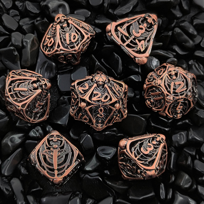 Skull Metal Hollow Dice Set DND Dungeons And Dragons RPG Polyhedral Hollow Digital
