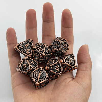 Skull Metal Hollow Dice Set DND Dungeons And Dragons RPG Polyhedral Hollow Digital
