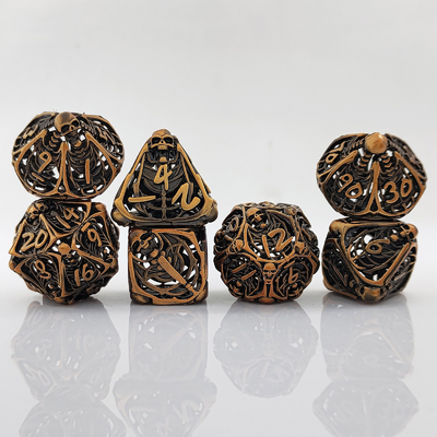 Skull Metal Hollow Dice Set DND Dungeons And Dragons RPG Polyhedral Hollow Digital