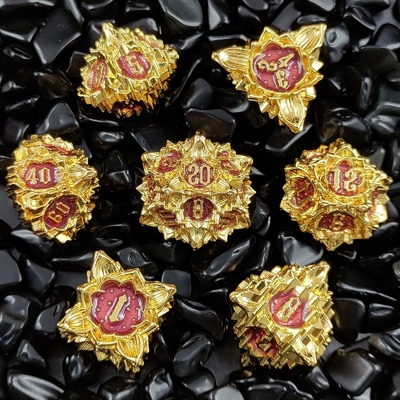 Lotus Metal Dice Set DND Dungeons And Dragons TRPG Polyhedral COC D6 Game Papan