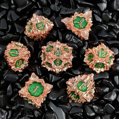 Lotus Metal Dice Set DND Dungeons And Dragons TRPG Polyhedral COC D6 Game Papan