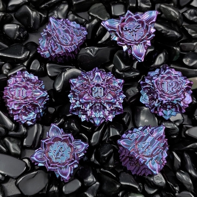 Lotus Metal Dice Set DND Dungeons And Dragons TRPG Polyhedral COC D6 Game Papan