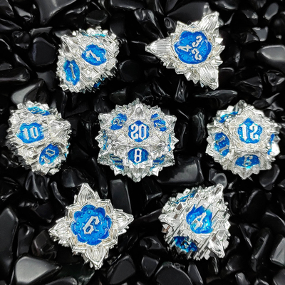 Lotus Metal Dice Set DND Dungeons And Dragons TRPG Polyhedral COC D6 Game Papan