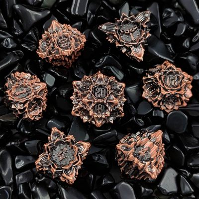 Lotus Metal Dice Set DND Dungeons And Dragons TRPG Polyhedral COC D6 Game Papan