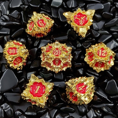 Lotus Metal Dice Set DND Dungeons And Dragons TRPG Polyhedral COC D6 Game Papan