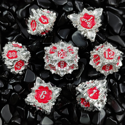 Lotus Metal Dice Set DND Dungeons And Dragons TRPG Polyhedral COC D6 Game Papan