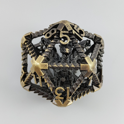 20 Sisi Logam Kerongkongan dadu D20 Berskala Besar DND Polyhedral RPG Dungeons And Dragons
