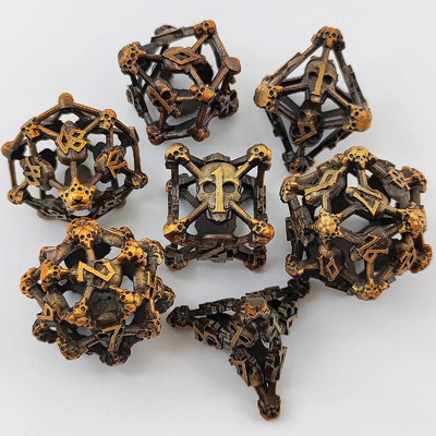Gollow Skull Multi Face Metal Dice Set Dungeon dan Dragon RPG#DND