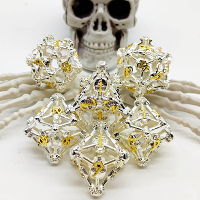Gollow Skull Multi Face Metal Dice Set Dungeon dan Dragon RPG#DND