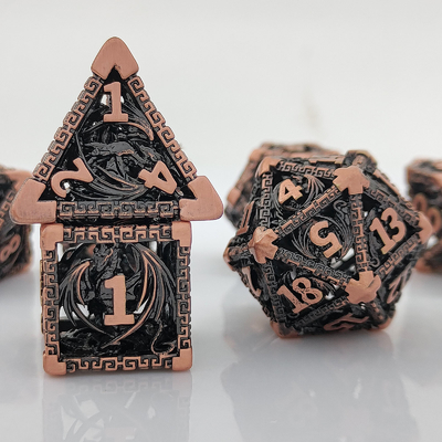 Kerucut Multi-Face Metal Dice Set D20 Sharp Cut Flying Dragon Budemen's God