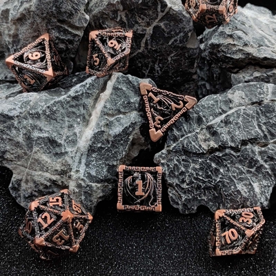 Kerucut Multi-Face Metal Dice Set D20 Sharp Cut Flying Dragon Budemen's God
