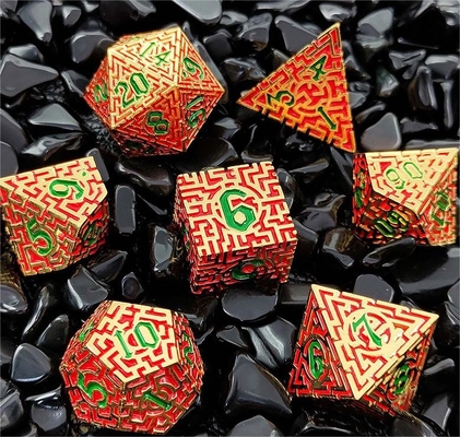 Solid Maze Multi -Faceted Metal Dice DND#RPG Dungeon Dan Long Crusu