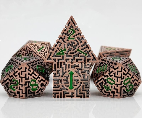 Solid Maze Multi -Faceted Metal Dice DND#RPG Dungeon Dan Long Crusu