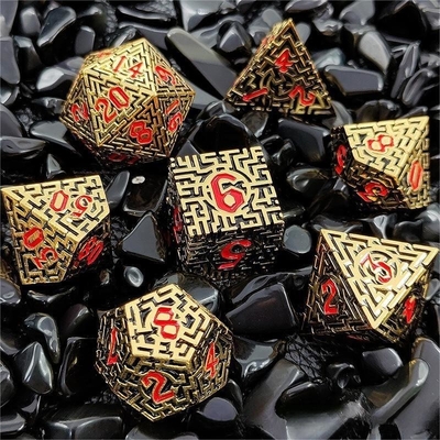 Solid Maze Multi -Faceted Metal Dice DND#RPG Dungeon Dan Long Crusu