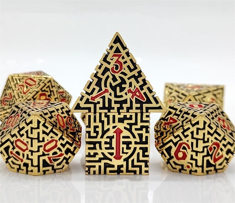 Solid Maze Multi -Faceted Metal Dice DND#RPG Dungeon Dan Long Crusu